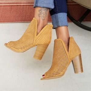 CADENCE Camel Cut Out Open Toe Booties